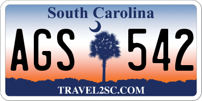 SC license plate AGS542
