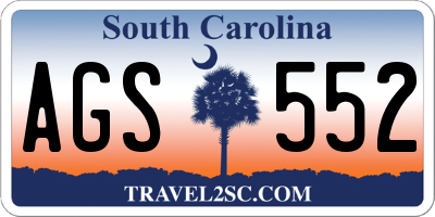 SC license plate AGS552