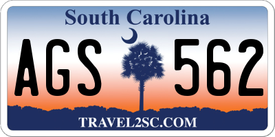 SC license plate AGS562
