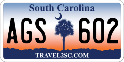 SC license plate AGS602