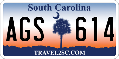 SC license plate AGS614