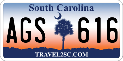 SC license plate AGS616
