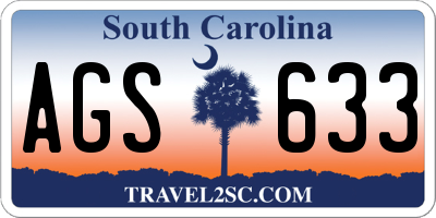SC license plate AGS633