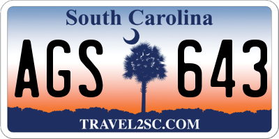 SC license plate AGS643