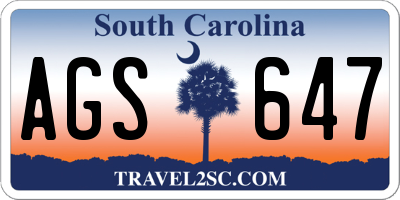 SC license plate AGS647