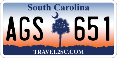 SC license plate AGS651