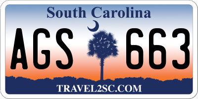 SC license plate AGS663