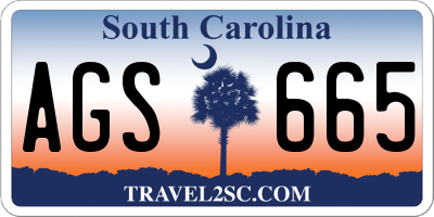 SC license plate AGS665