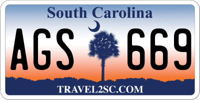 SC license plate AGS669