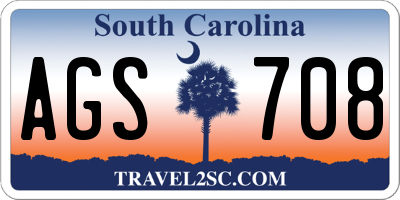 SC license plate AGS708