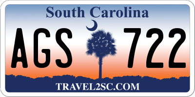 SC license plate AGS722