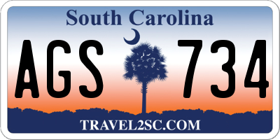 SC license plate AGS734