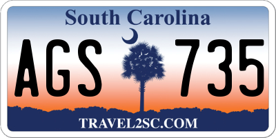 SC license plate AGS735