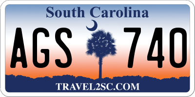 SC license plate AGS740