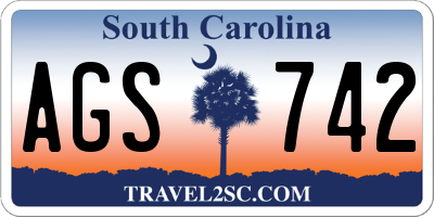 SC license plate AGS742