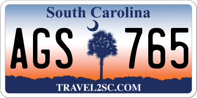 SC license plate AGS765