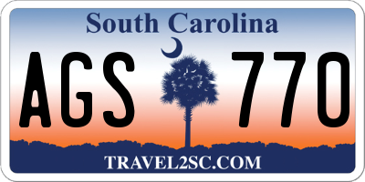 SC license plate AGS770