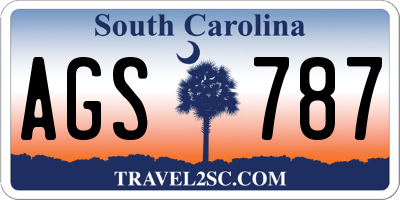 SC license plate AGS787