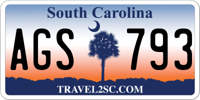 SC license plate AGS793