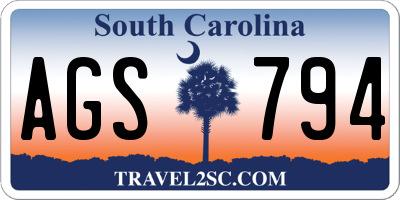 SC license plate AGS794