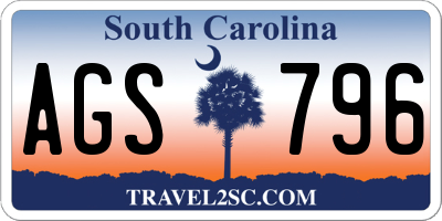 SC license plate AGS796
