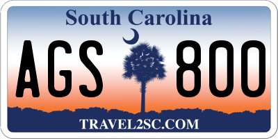 SC license plate AGS800