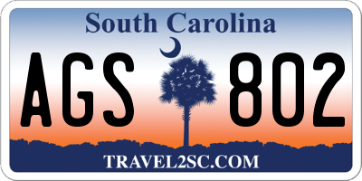 SC license plate AGS802
