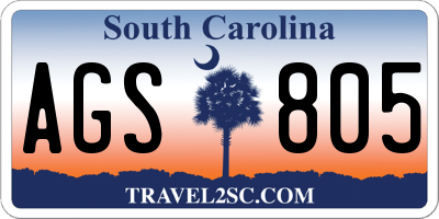 SC license plate AGS805