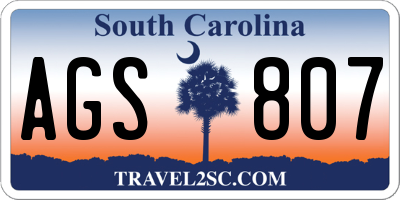 SC license plate AGS807