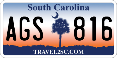 SC license plate AGS816