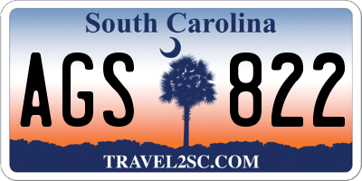 SC license plate AGS822