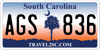 SC license plate AGS836