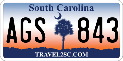 SC license plate AGS843