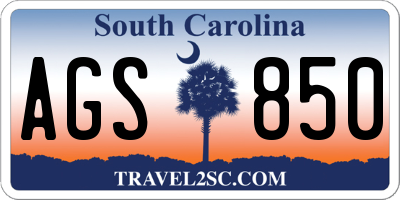 SC license plate AGS850