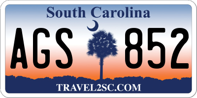 SC license plate AGS852