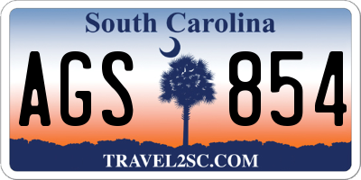 SC license plate AGS854