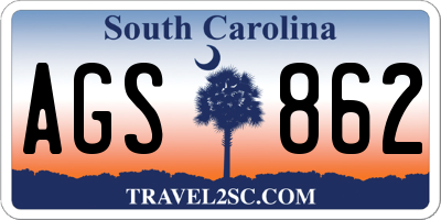 SC license plate AGS862