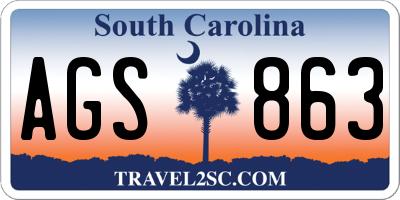 SC license plate AGS863
