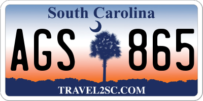 SC license plate AGS865