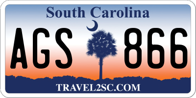SC license plate AGS866