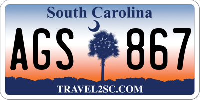 SC license plate AGS867
