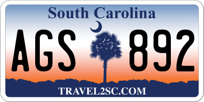 SC license plate AGS892