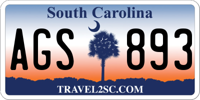 SC license plate AGS893