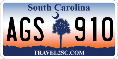 SC license plate AGS910