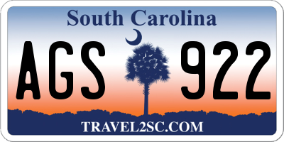 SC license plate AGS922