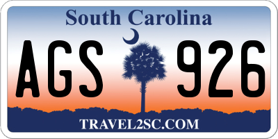 SC license plate AGS926