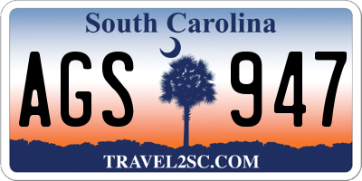 SC license plate AGS947