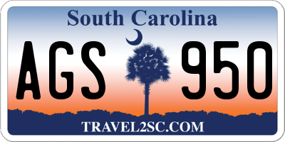 SC license plate AGS950