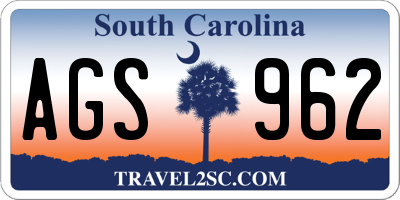 SC license plate AGS962