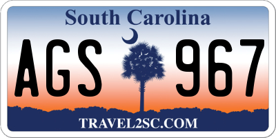 SC license plate AGS967